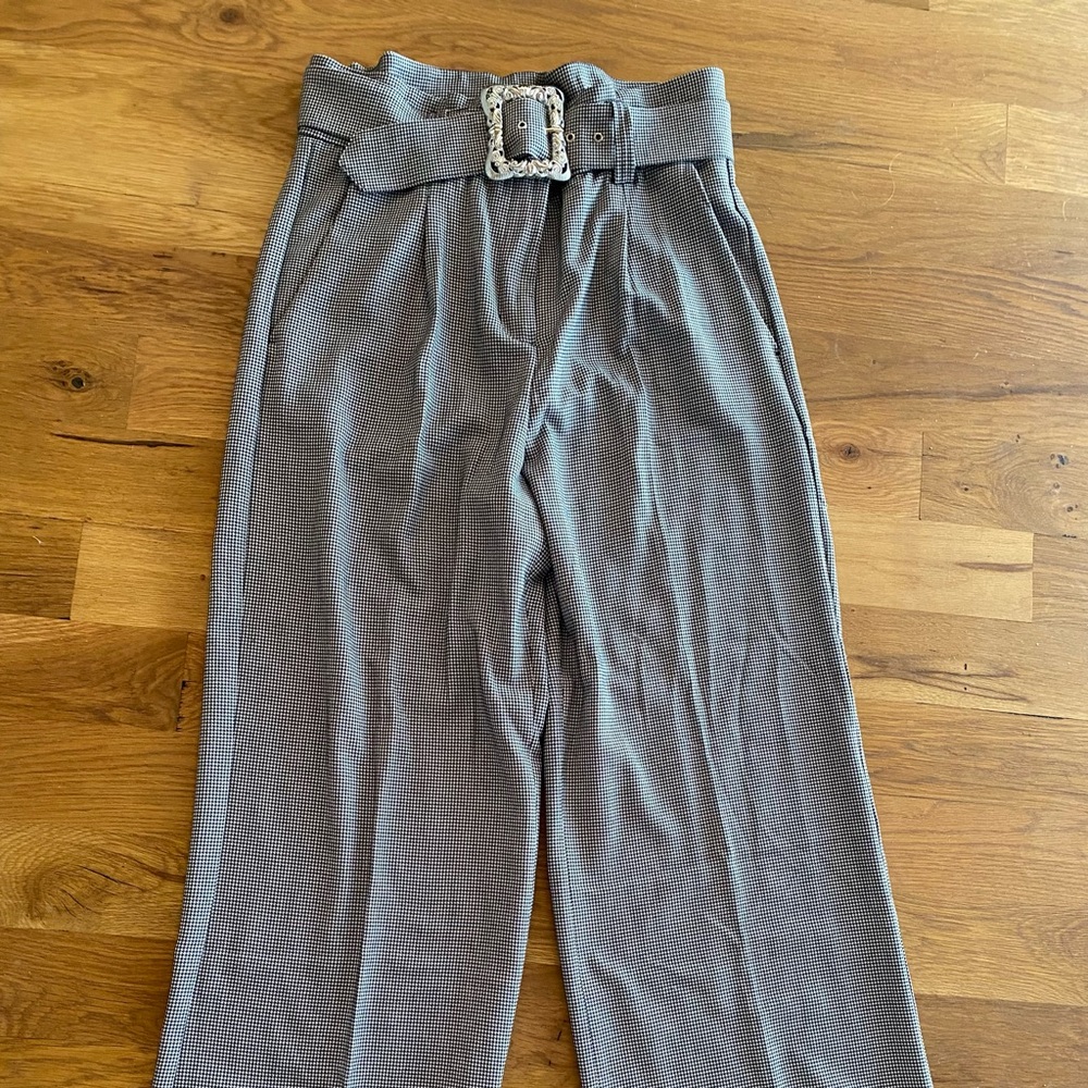 Vintage high waisted trousers 8 houndstooth black and white